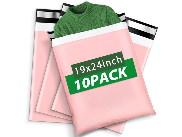10Pack Thick Large Poly Mailers Bags 19x24 for Clothes and Small Bussiness Large Shipping Bags pink with self adhesive for Clothing and Packaging