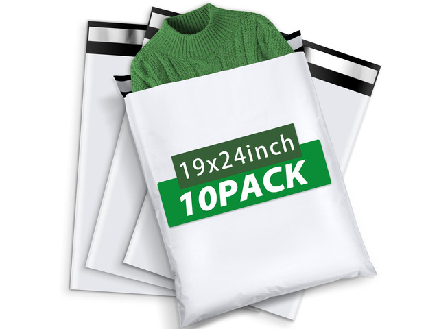 10Pack Thick Large Poly Mailers Bags 19x24 for Clothes and Small Bussiness Durable shipping bags waterproof with self Adhesive for packaging clothing