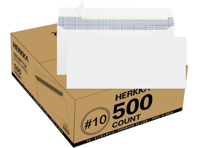 #10 Security Self-Seal Envelopes, No.10 Windowless Bussiness Envelopes, Security Tinted with Printer Friendly Design - Size 4-1/8 x 9-1/2 Inch -...
