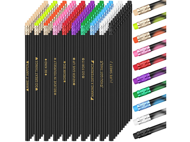 200pcs Color Changing Pencils for Back to School, Positive with Eraser Encourage Saying, Thermochromic Design, Fun for Kids Students Classroom,...