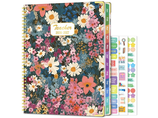 Teacher Planner 2026-2027, 14 Checklists 8.5'x11' Lesson Plan Book Jul 2026-Jun 2027 Academic Year, Teacher Calendar Agenda with Spiral Hardcover &...