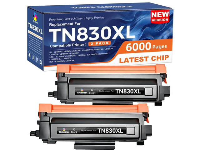 TN830XL Toner Cartridges Replacement for Brother TN830 830XL 2Pack Compatible for Brother TN830 XL/V/R with DCP-L2640DW MFC-L2820DW HL-L2400D...
