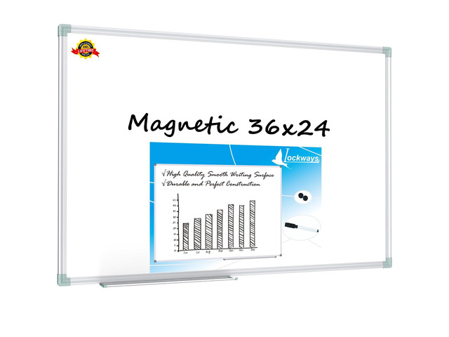 Magnetic Dry Erase Board, 36 x 24 Inch Magnetic Whiteboard White Board with1 Dry Erase Markers, 2 Magnets for School, Home, Office