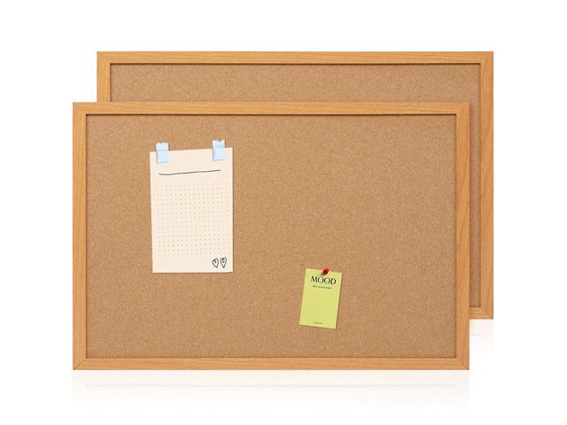 2 Pack Cork Bulletin Board 20 x 30, Wood Framed Corkboard for Wall Hanging Office Message Board, Large Notice Pin Board with 30 Push Pins, 10mm...