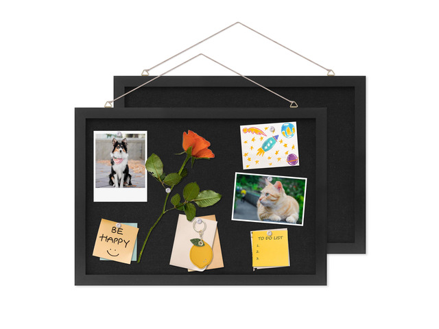 Cork Board with Linen Black 2Pack,Bulletin Board 17'x12' Corkboards for Office Home School Message Board or Vision Board Decoration