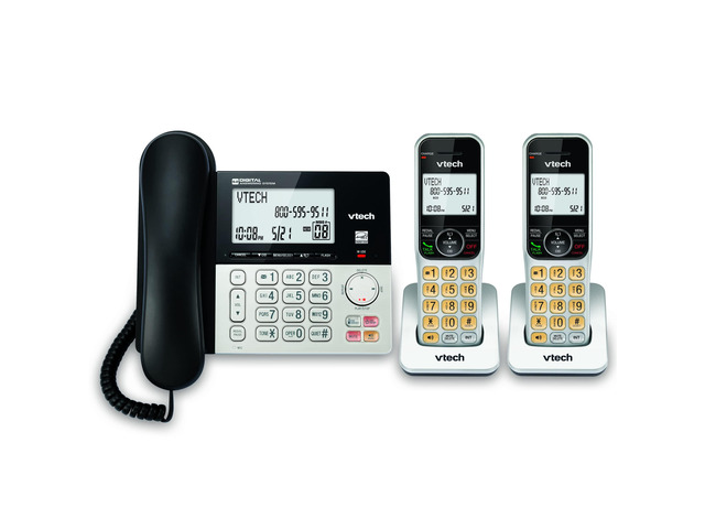 VG208-2 DECT 6.0 Corded/Cordless Phone System with 2 Handsets, Digital Answering Machine, Call Blocking, Caller ID, Large Backlit Display