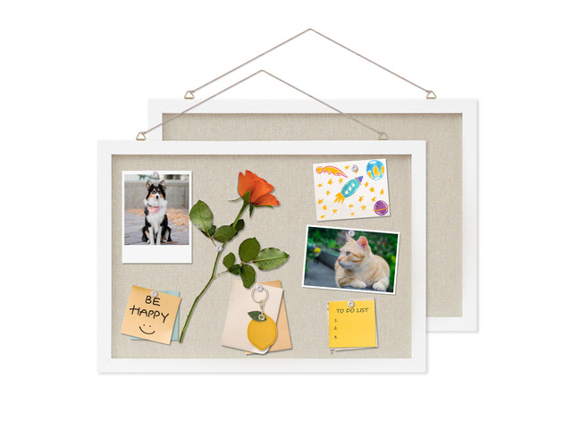 Cork Board with Linen White 2Pack,Bulletin Board 17'x12' Hanging Corkboards for Office Home School Message Board or Vision Board Decoration