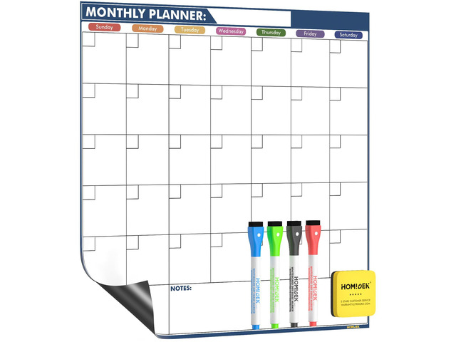 Magnetic Dry Erase Calendar for Refrigerator - Large Fridge Whiteboard Calendar - Magnet Monthly Planner Family Planning Board with Dry Erase...