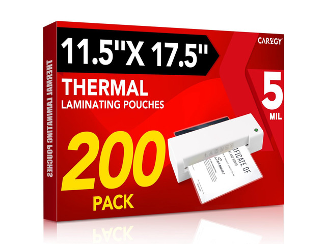 200 Pack Laminating Sheets, Hold 11 x 17 Inch Sheet, 5 Mil Clear Thermal Laminating Pouches 11.5 x 17.5 Inch Lamination Sheet Paper for Laminator,...