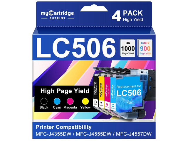 LC506 Ink Cartridges High Yield Compatible for Brother LC506 LC506XL LC 506 XL Work for Brother MFC-J4555DW MFC-J4355DW MFC-J4557DW Printer LC506...