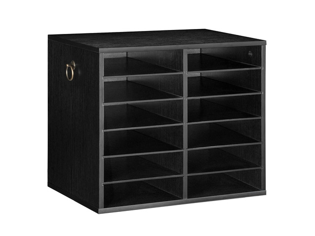 Literature Organizers, 12 Compartments Office Mailbox with Adjustable Shelves, Wood Countertop Literature Sorter for Office, Home, Classroom,...