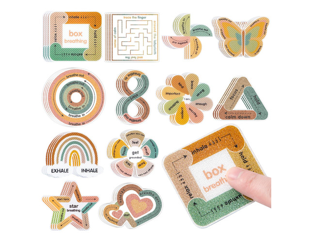 48 Pcs Sensory Stickers for Anxiety Relief, Mood Calming Strips For Teen & Adults, Classroom Desk Therapy Office Use, 2 Textures, Relieve Sensory...