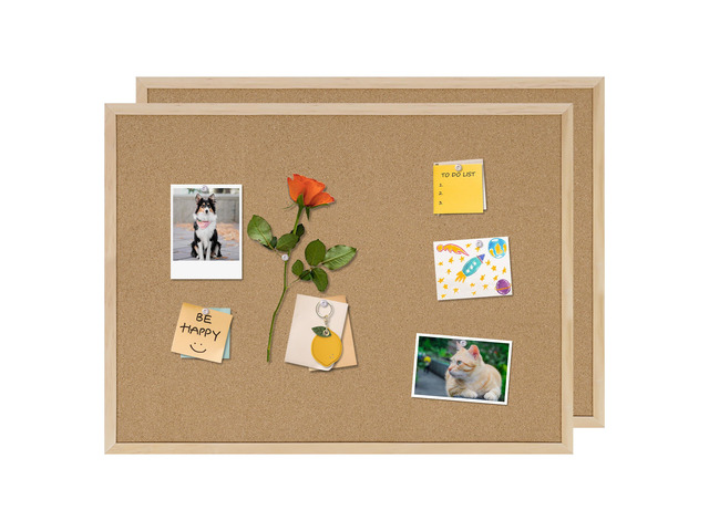Bulletin Board for Office with Pin Oak Wood Boards 2Pack,24x18 MCork Board essage Board or Vision Board