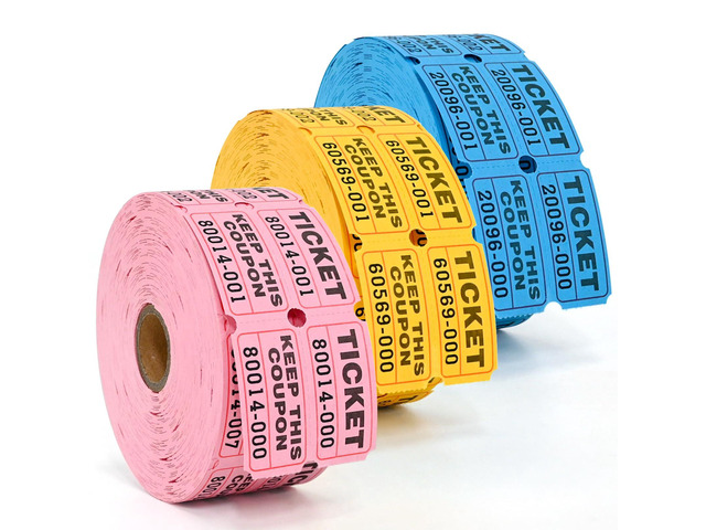 L LIKED 3000 Pairs 2'x2' Blue,Yellow & Blue Double Roll Raffle Tickets Consecutively Numbered 50/50 Stub Design, Great for Door Prizes & Prize...