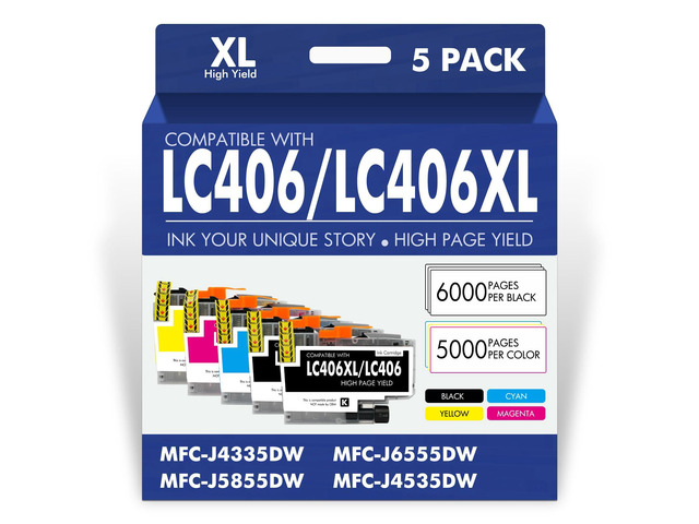 LC406XL LC406 Ink Cartridges for Brother Printer MFC-J4335DW MFC-J5855DW Compatible for LC 406 XL for Brother MFC-J6555DW MFC-J4535DW MFC-J6955DW...