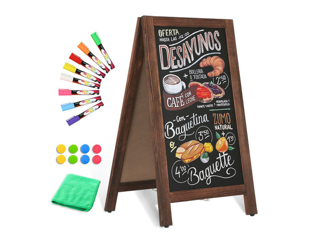 Double-Sided Magnetic 40' x 20' Brown Chalk Board Sign Board Wooden A-Frame Sign, Sandwich Board Signs Outdoor, Chalkboard Easel, Menu Board for...