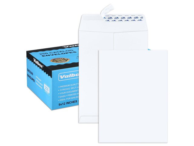 9x12 Self Seal Catalog Envelopes 250 Packs White Envelopes with Peel and Seal Flap for Mailing, Organizing and Storage