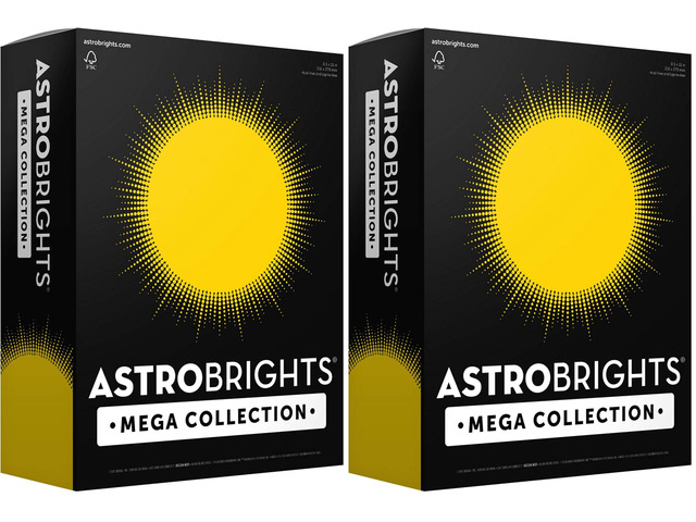 Mega Collection, Colored Paper, Bright Yellow, 625 Sheets, 24 lb/89 gsm, 8.5' x 11' - MORE SHEETS! (91618) (Pack of 2)