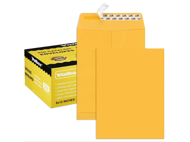 9x12 Self Seal Security Catalog Envelopes 250 Packs Brown Kraft Envelopes with Peel and Seal Flap for Mailing, Organizing and Storage