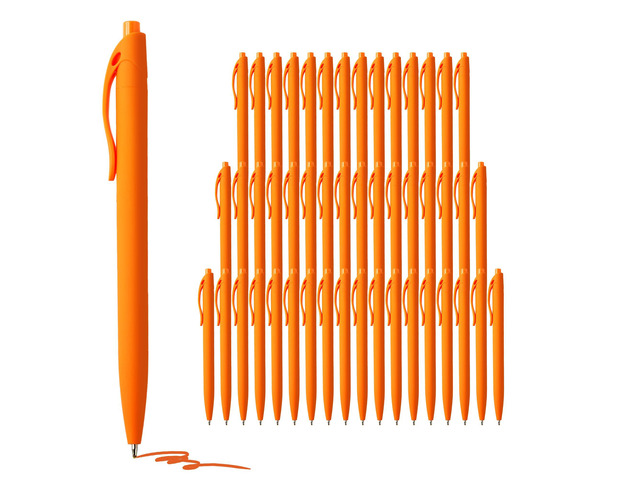 Pens Bulk, 50 Pack No Bleed Orange Click Pen, Wholesale Retractable Ballpoint Pens, Pens Medium Point, Smooth Ink Pen, 1.0MM Orange Ink