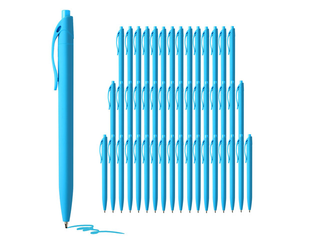 Pens Bulk, 50 Pack No Bleed Sky Blue Click Pen, Wholesale Retractable Ballpoint Pens, Pens Medium Point, Smooth Ink Pen, 1.0MM Sky Blue Ink