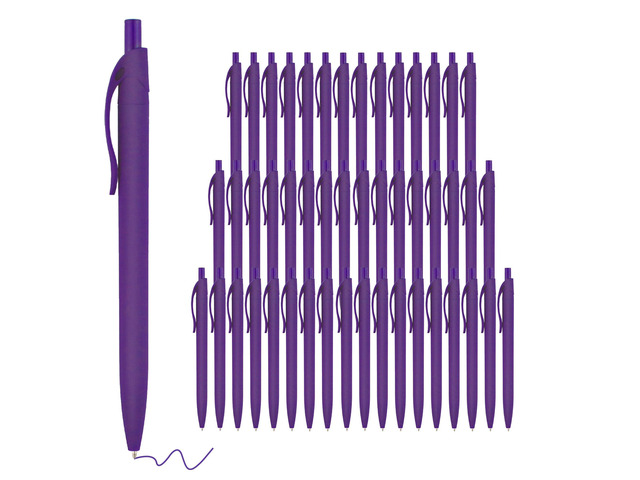 Pens Bulk, 50 Pack No Bleed Purple Click Pens, Wholesale Retractable Ballpoint Pens, Medium Point, Smooth Ink Pens, 1.0MM Purple Ink