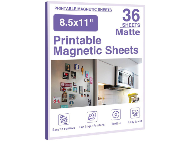 36 Pcs Printable Magnetic Sheets 8.5x11 Inches Matte Magnet Paper Sheet Non Adhesive Magnetic Paper for Inkjet Printers, Flexible Magnet Photos for...