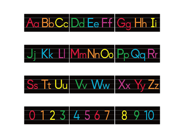 12 Pieces Alphabet Line for Classroom Wall Chalkboard Brights Manuscript Alphabet Line Bulletin Board Set ABC Banner and Number Border Posters for...