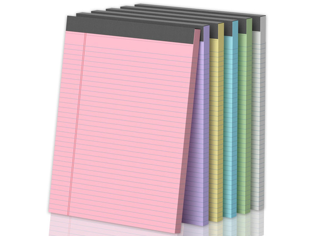 Legal Pads 8.5 X11, Narrow Ruled Notepads, 6 Pack, 50 Sheet/Pad Colored Legal Pads, Tear Off Notepad, Perforated Writing Pad, Notebook Paper...