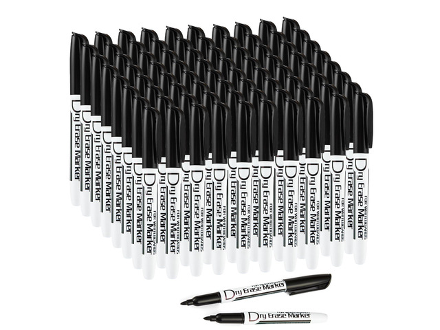 Black Dry Erase Markers, Fine Tip, Low Odor, 80 Pack Dry Erase Pens, Thin Point Whiteboard Markers for Glass, Calendars, Office, School, Home, Easy...