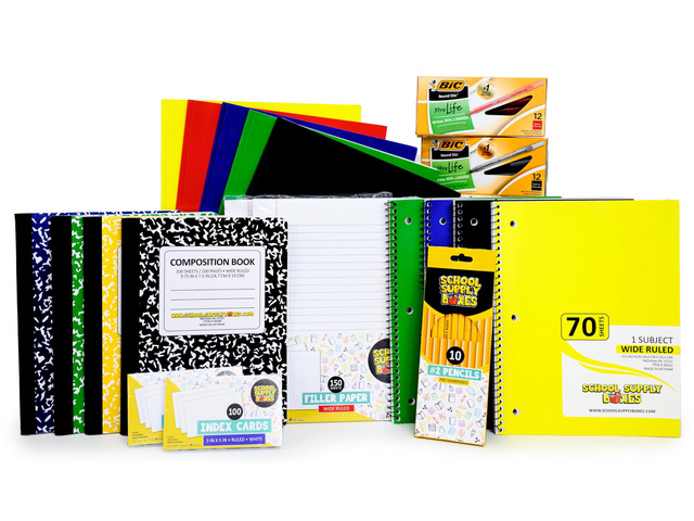 Elementary Writing Bundle (1 Box) Back to Essentials Kit for Students & Teachers Includes Wide-Ruled Filler Paper, Wide-Ruled Notebooks, 12 ct....