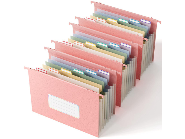 Wheat Straw Hanging File Folders,7-Pocket Accordion Organizer Large Capacity, Letter Size for Filing Cabinet, 100% BPA Free, Return to Nature,...