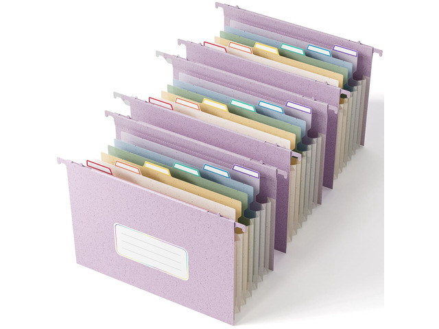 Wheat Straw Hanging File Folders,7-Pocket Accordion Organizer with 1.2' Expansion, Large-Capacity Letter Size for Filing Cabinet, 100% BPA Free,...