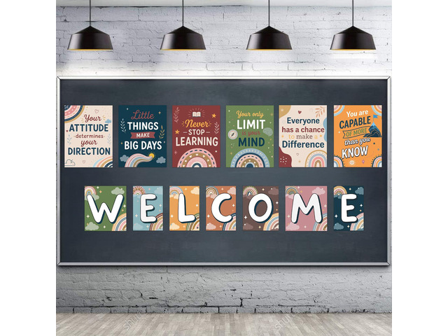 13 Pieces Boho Classroom Decor Bulletin Board Posters Inspirational Quote Positive Affirmation Motivational Posters with Welcome Sign for School...