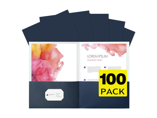 Two Pocket Folders,100 Pack Blue Folders with Pockets Fit Letter Size Paper,Thick Paper File Folder for School Office Business Home,Assorted 6 Colors