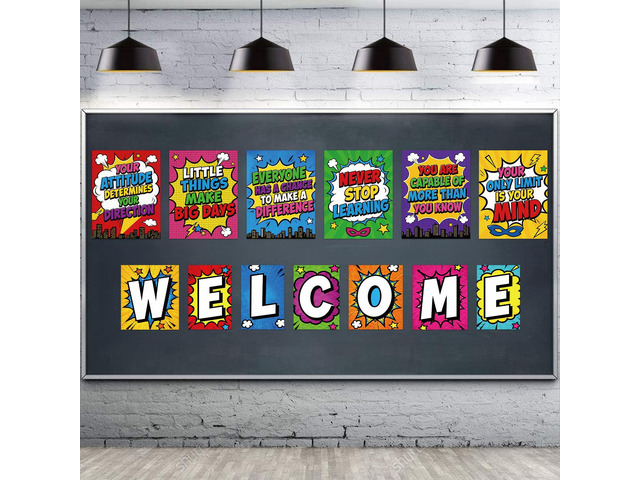 13 Pieces Hero Affirmation Bulletin Board Posters Classroom Decor Inspirational Quote Positive Affirmation Motivational Posters with Welcome Sign...