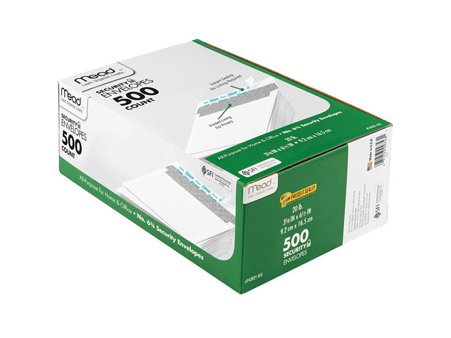 #6-3/4 Envelopes, 3-5/8' x 6-1/2', Security Printed Lining for Privacy, Press-It Seal-It Self Adhesive Closure, White All-Purpose 20-lb Paper...