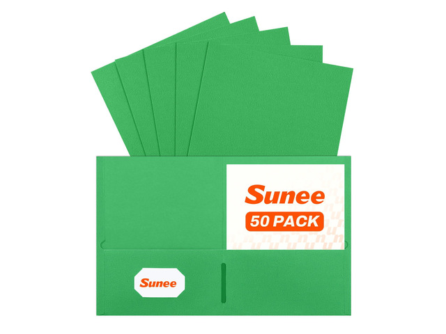 Two Pocket Folders, 50 Pack File Folders with Business Card Slot, Textured Paper, Fit Letter Size Paper, Paper File Folder for School Office Home...