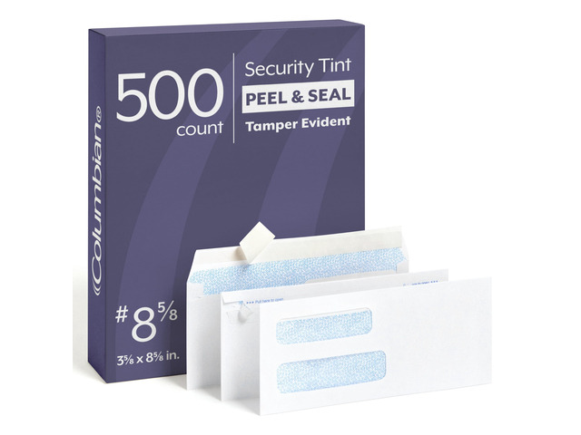 #8-5/8 Security Envelopes, 500 Pack, Double Window Self Seal Envelopes for QuickBooks Checks and Business Mailings, Tamper Evident, 3-5/8' x...