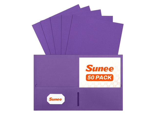 Folders with Pockets, 50 Pack File Folders with Business Card Slot, Textured Paper, Fit Letter Size Paper, Paper File Folder for School Office Home...