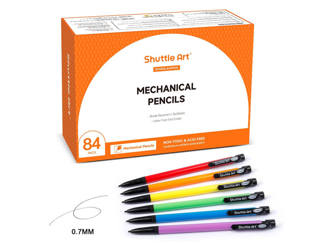 Mechanical Pencils, 84 Pack Bulk Mechanical Pencils 0.7mm Medium Point, HB #2 Lead, Assorted Barrels, Office School Supplies
