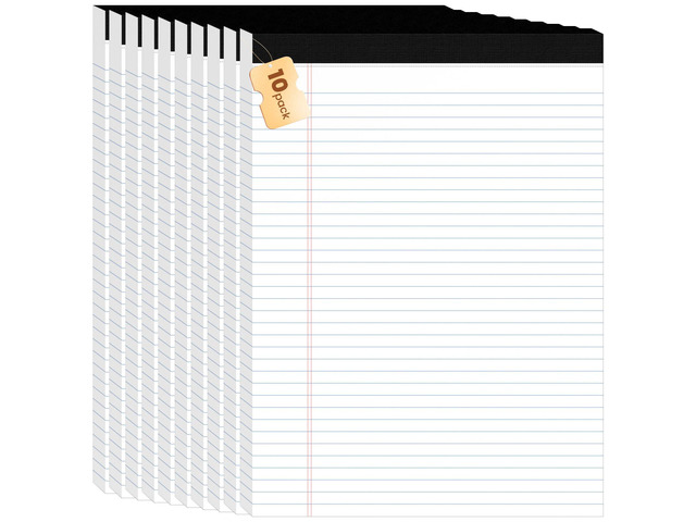 10pcs Legal Pads 8.5 x 11, Perforated White Notepad 8.5x11, 50Sheets/Pad Writing Pads 8.5x11, College Ruled Thick Paper, Lined Note Pads with...