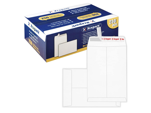 250 PCS 9x12 inches Security Catalog Envelopes Printable Self Seal Envelopes, Anti Tear White Kraft Envelopes for Invitation Cards, Pictures,...