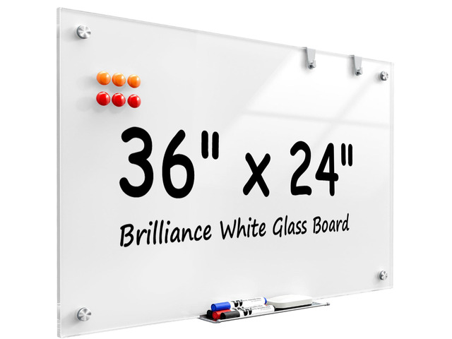 36' x 24' Glass Whiteboard Wall Mounted for Office Home Classroom Magnetic Glass Dry Erase Board, Tempered Glass, Steel Backed, Non-Porous Surface,...