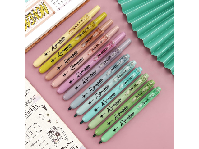 Retractable Highlighters Assorted Colors: Chisel Tip Click Aesthetic Highlighter Marker Pens Pack Multi Colored Ink No Bleed Smear for Highlighting...