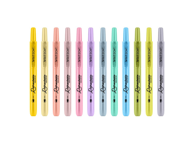 Retractable Highlighters Bible Set: Pastel Colors Chisel Tip 12ct Refillable Marker Pens No Bleed & Smear for Home School Office Highlighting...