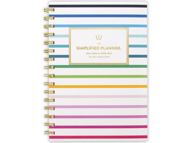 Planner 2026-2027 Weekly & Monthly Academic 12-Month July-June, 5-1/2' x 8-1/2', Simplified by Emily Ley, Happy Stripe (EL49-200A)