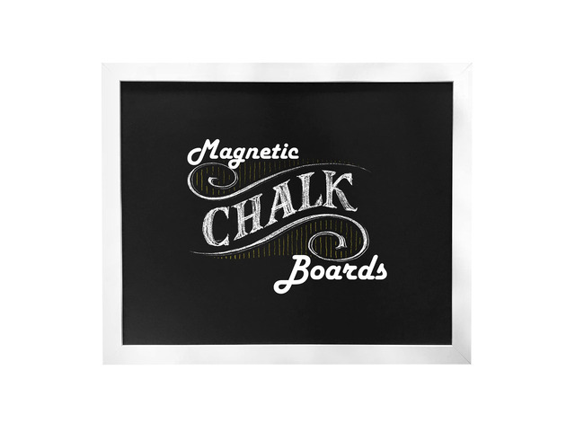 Framed Magnetic Chalk Board, Magnetic Board, White, 18' x 22' Stain-Resistant Easy-Erase Surface, Magnetic Display for Photos & Notes, Mounting...