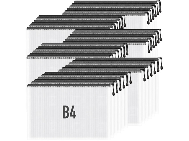 36 Pack B4 Mesh Zipper Bags, Black Large File Organizer Pouches Large Black B4 Bags Organize Documents, Artwork and Projects; Water-Resistant...