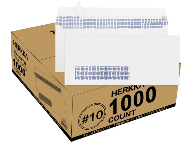 1000 Pack #10 Single Left Window SELF Seal Security Envelopes, Designed for QuickBooks Invoices & Business Statements, Computer Printed Checks Peel...